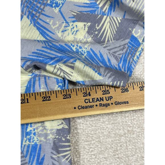 TravisMathew Men’s XL Blue Yellow Hawaiian Print 3 Button Short Sleeve Polo Golf - Picture 6 of 7